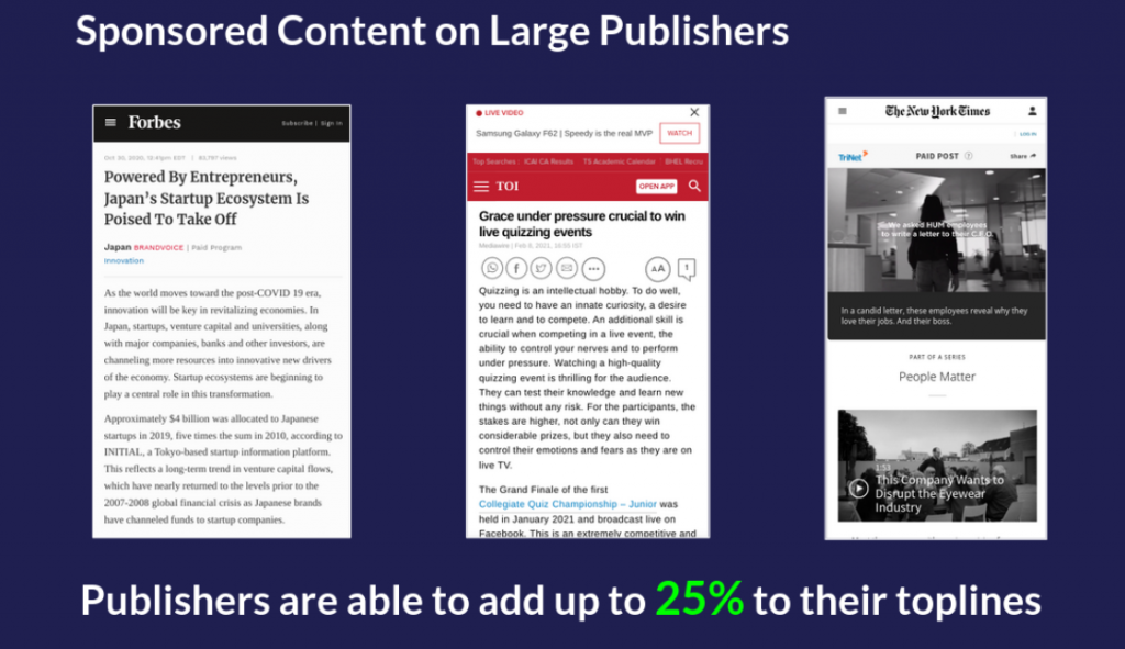 Sponsored Content on Large Publishers on M360